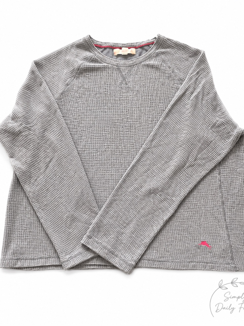 Tommy Bahama Gray Waffle Knit Thermal Pullover XXL